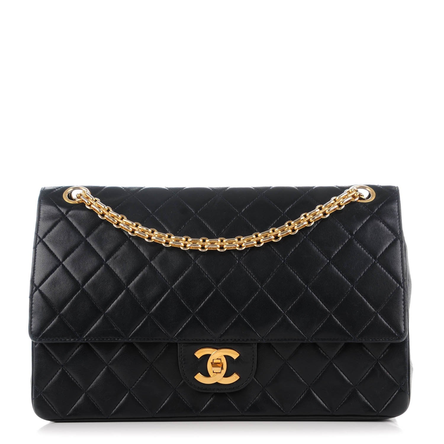 Chanel Lambskin Quilted Medium Double Flap Bijoux Chain Navy 1 of 12