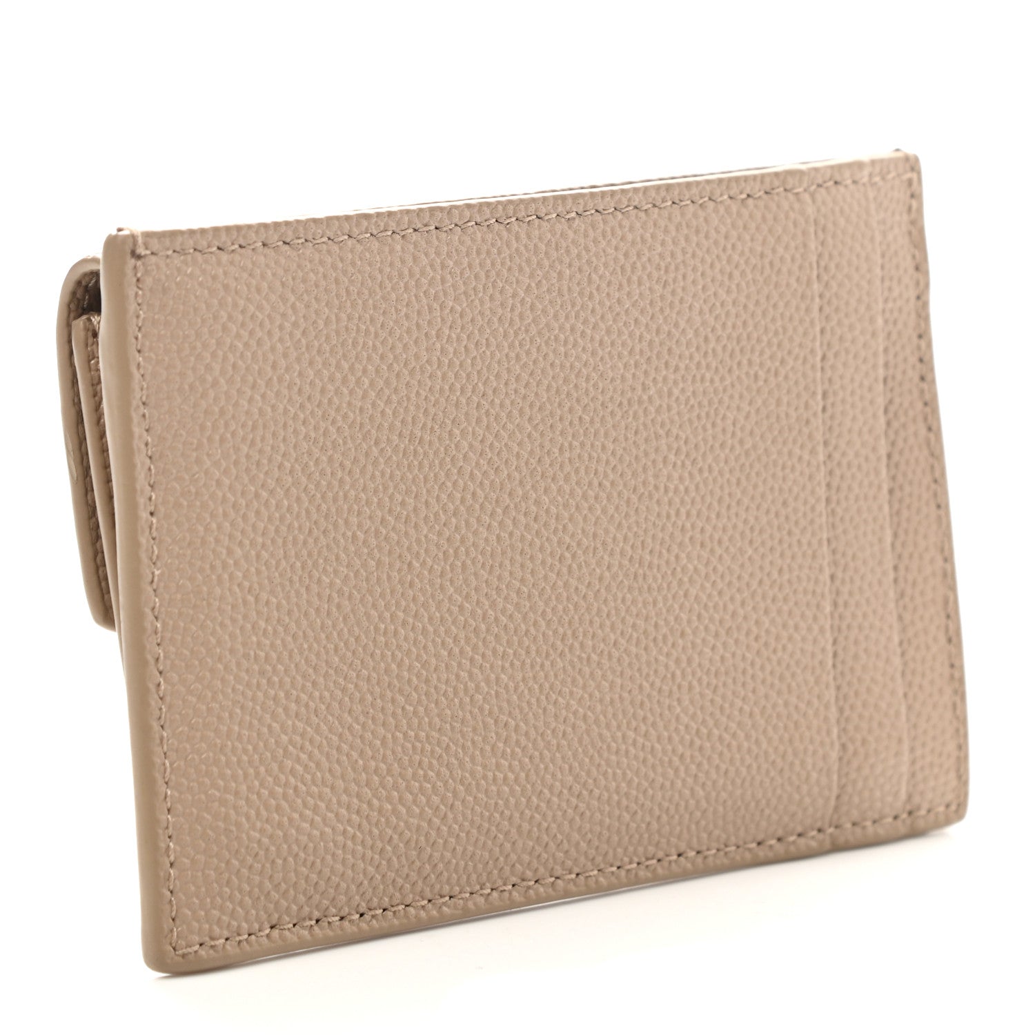 Saint Laurent Grain De Poudre Uptown Monogram Card Case Dark Beige 3 of 9