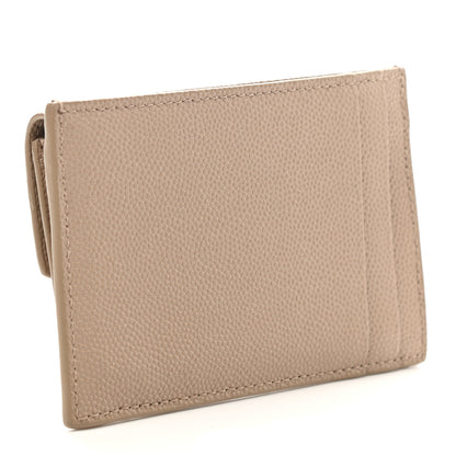 Saint Laurent Grain De Poudre Uptown Monogram Card Case Dark Beige 3 of 9