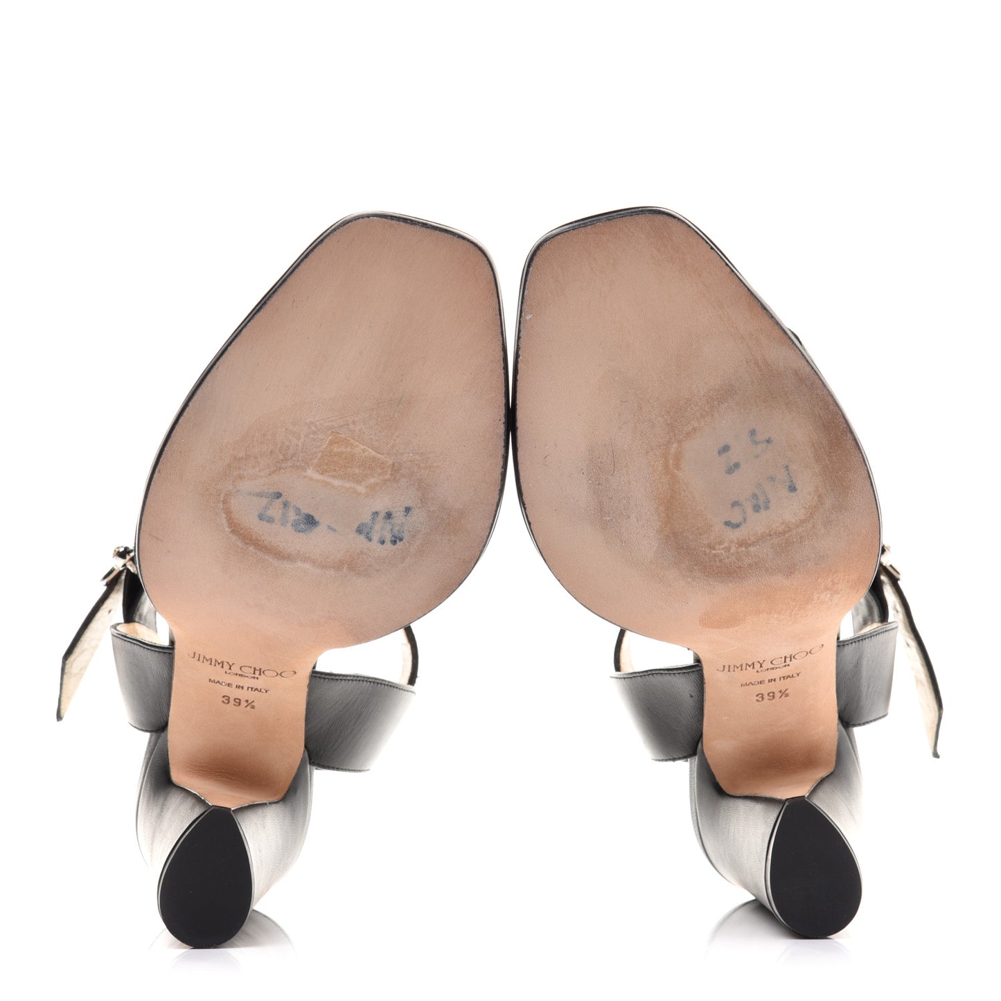 Crystal Calfskin Minase Sandals 39.5 Black