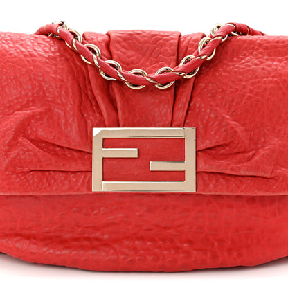 Fendi Crinkled Lambskin Mia Shoulder Flap Red 8 of 10