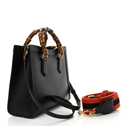 Gucci Textured Dollar Calfskin Web Small Diana Tote Bag Black Dusty Grey 3 of 11