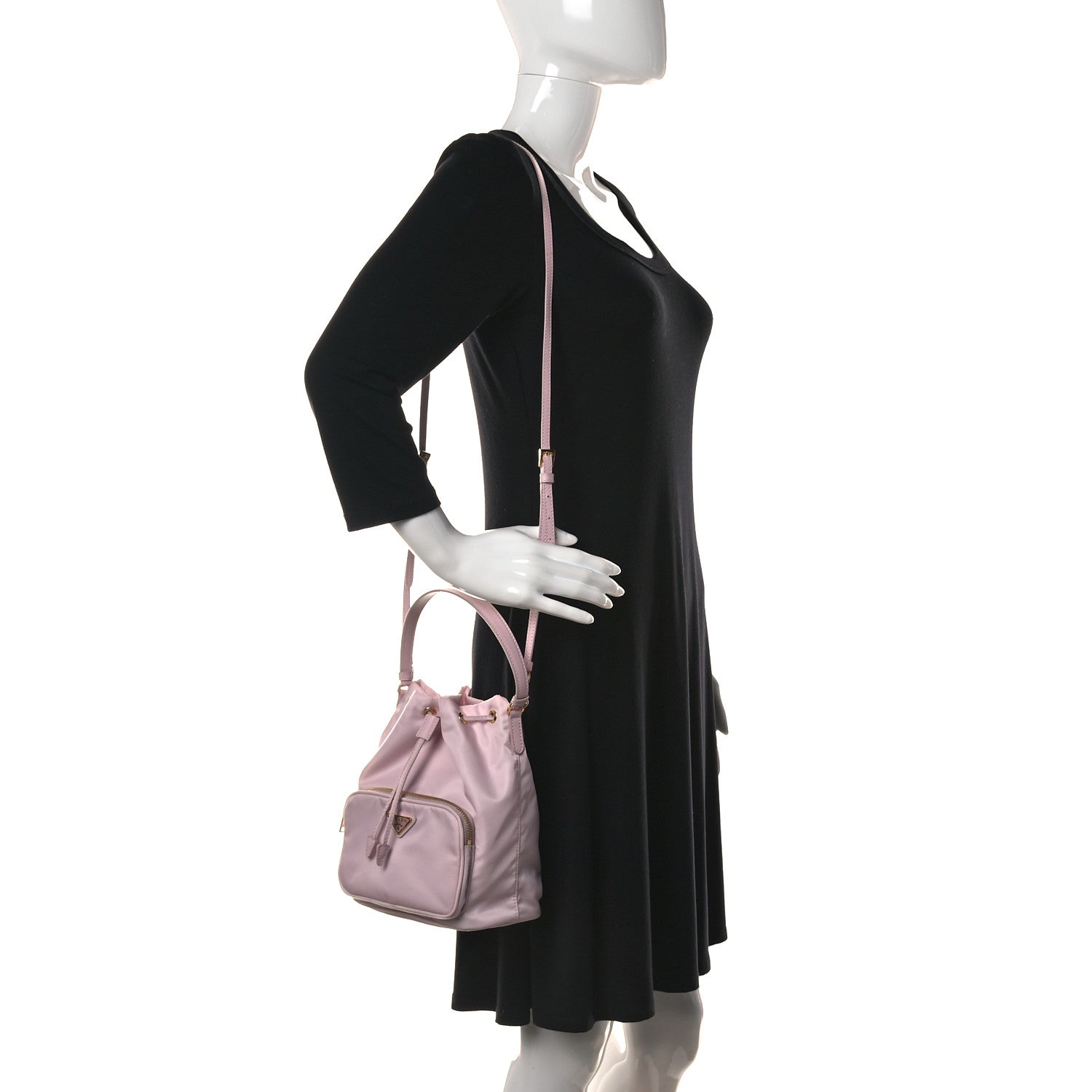 Prada Re-Nylon Saffiano Duet Bucket Crossbody Bag Alabastro 2 of 12