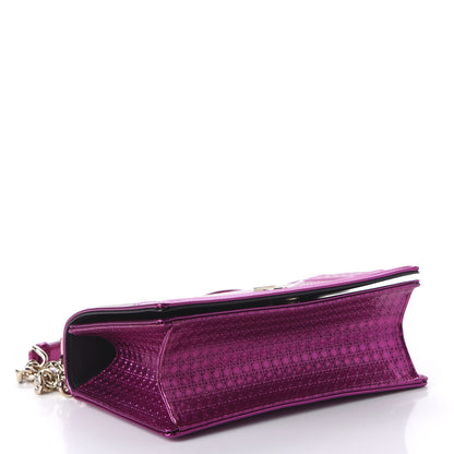 Christian Dior Metallic Patent Micro-Cannage Small Diorama Flap Bag Fuchsia 4 of 9