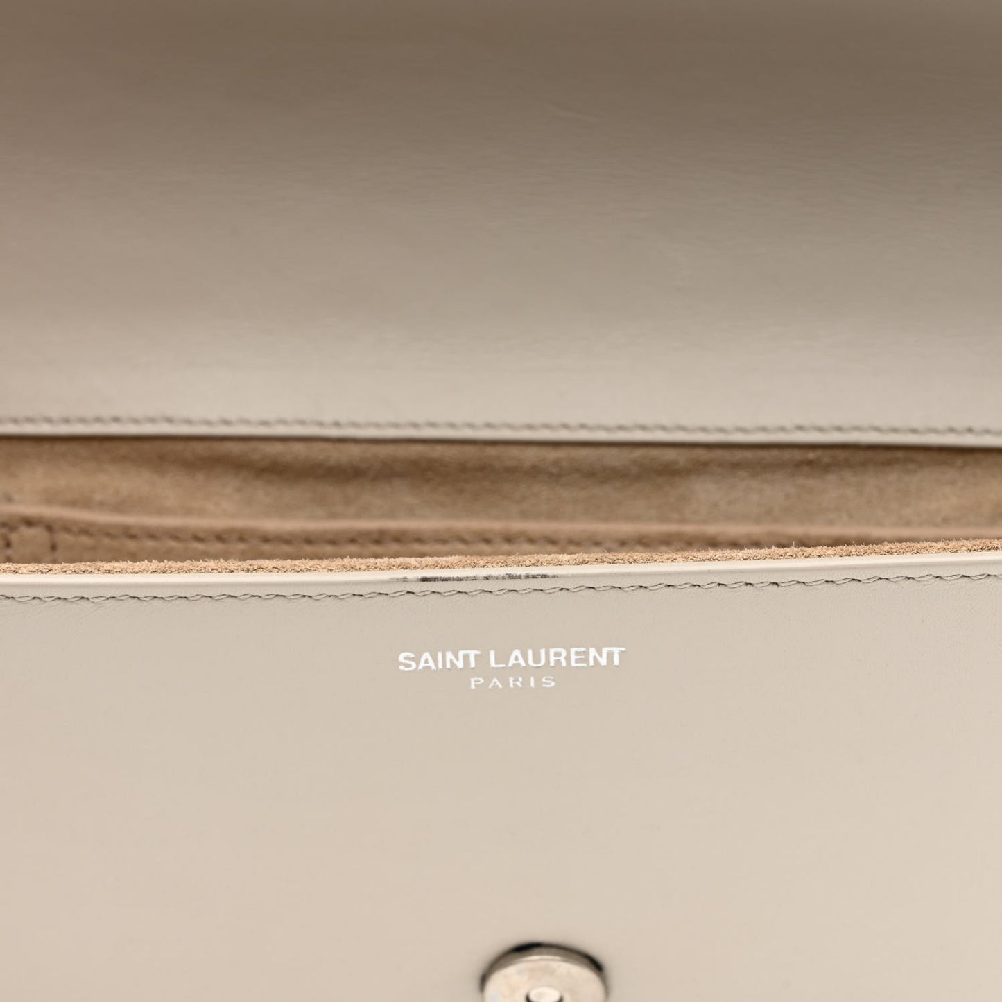 Calfskin Studded Lutetia Flap Clutch White