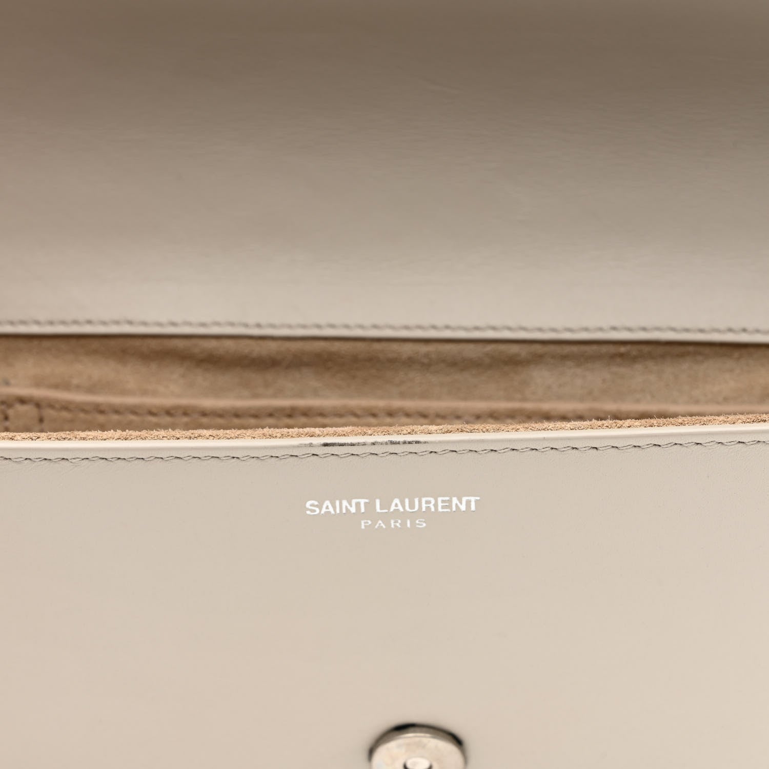 Saint Laurent Calfskin Studded Lutetia Flap Clutch White 13 of 13