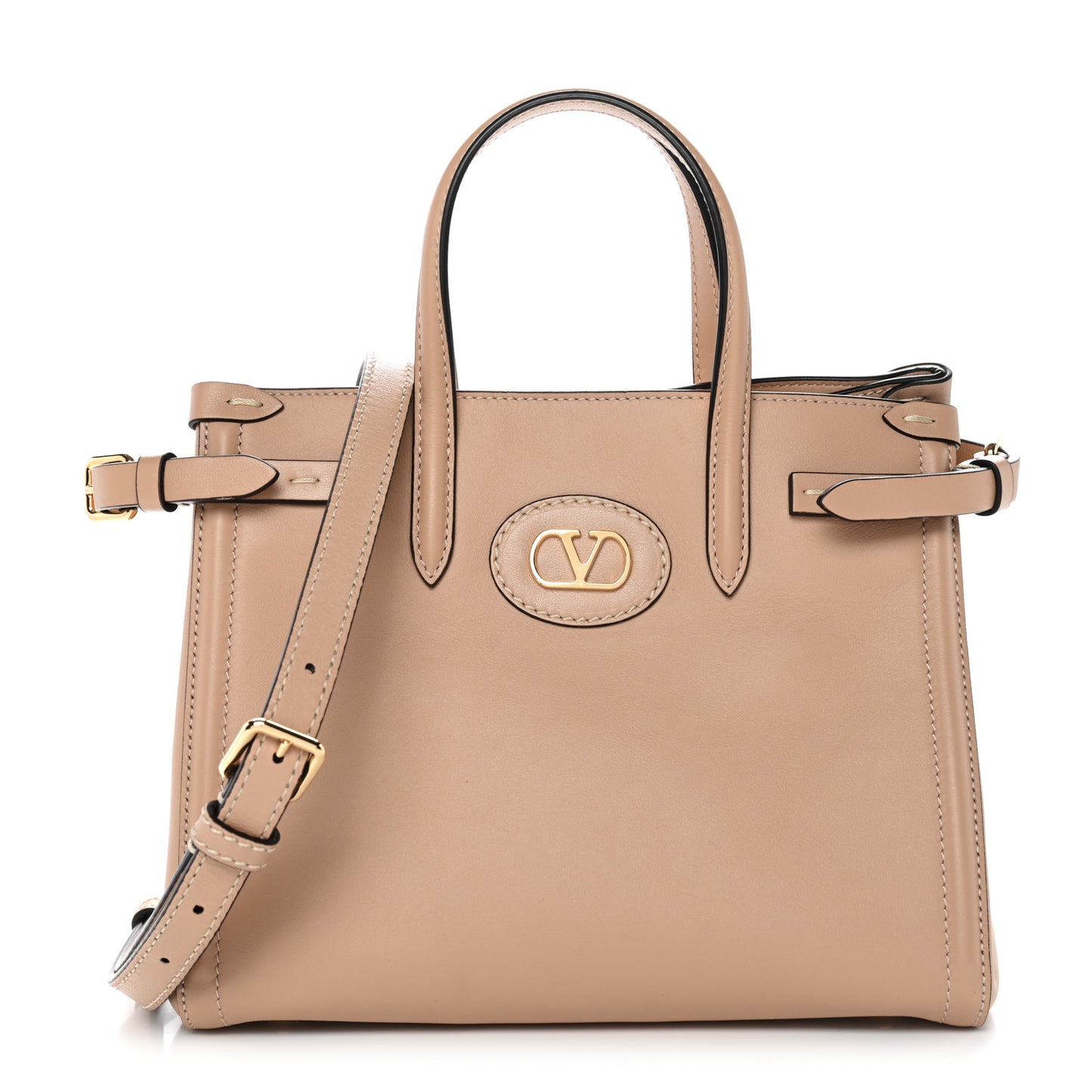 Calfskin Vlogo Small Antibes Tote Rose Sand