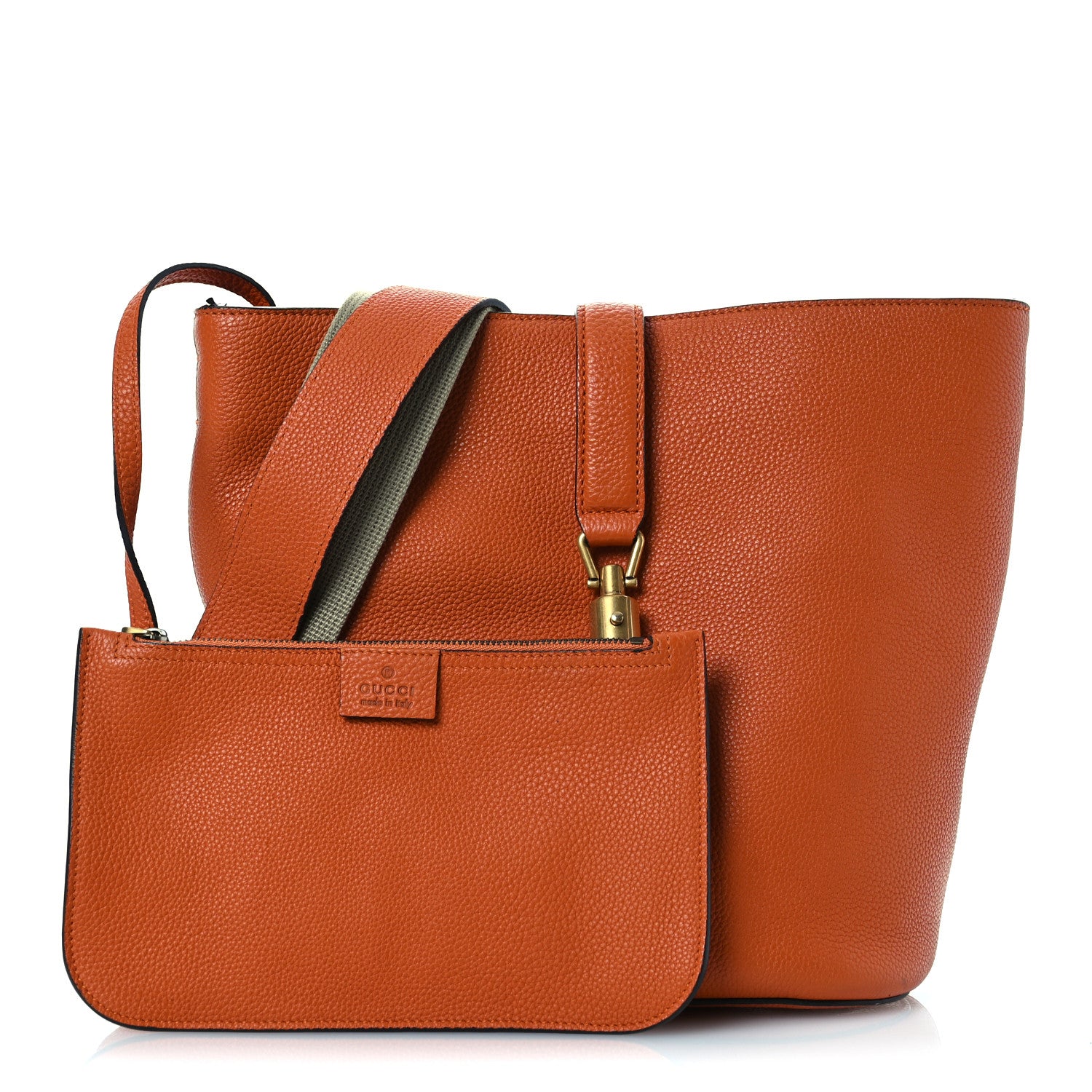 Gucci Soft Grained Calfskin Small Jackie Bucket Bag Orange 3 of 17