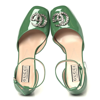 Gucci Patent Crystal Double G Platform Pumps 38.5 New Shamarock 2 of 10