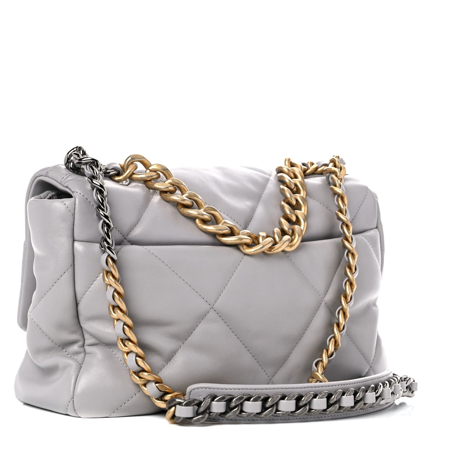 Lambskin Quilted Large Chanel 19 Flap Grey