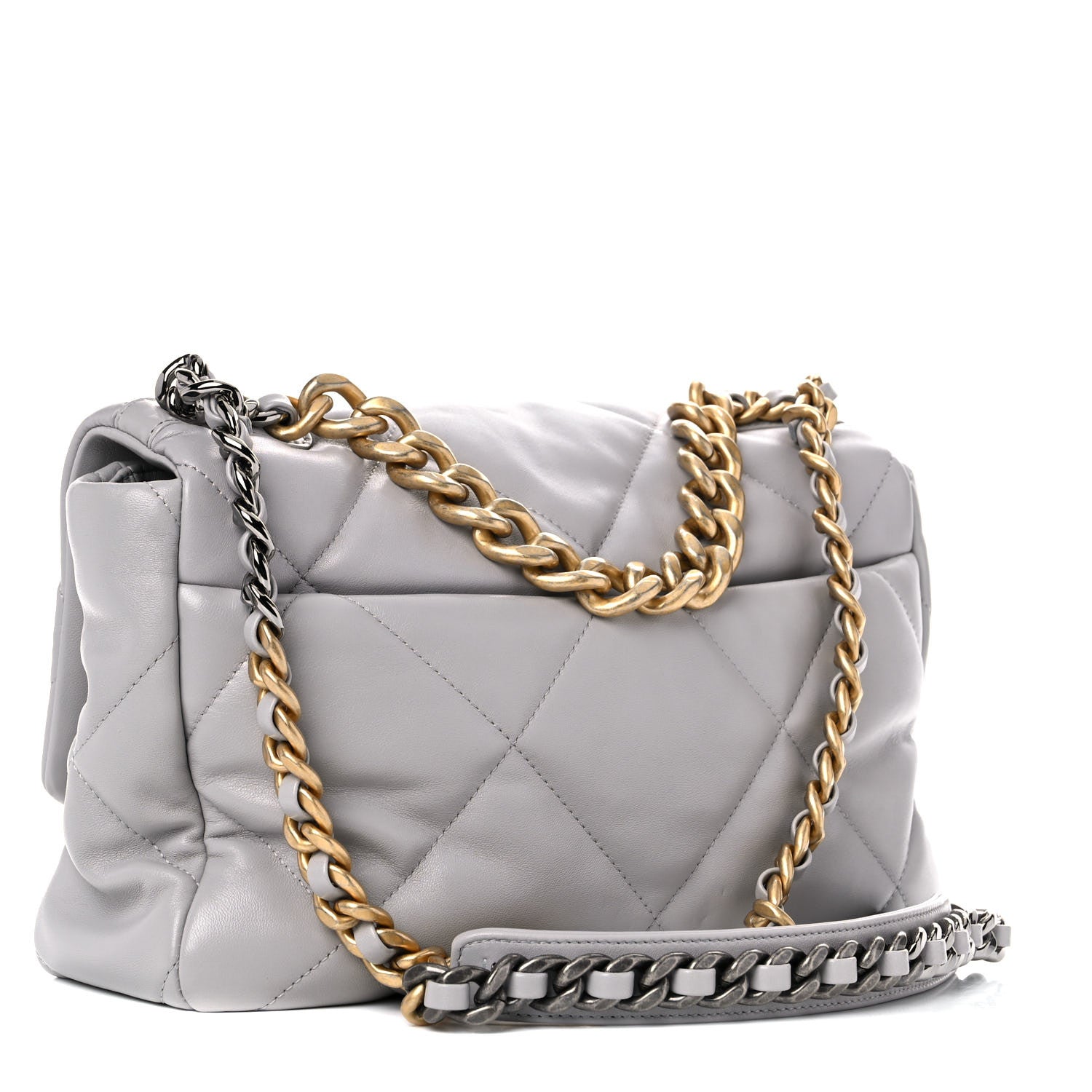 Chanel Lambskin Quilted Large Chanel 19 Flap Grey 3 of 9