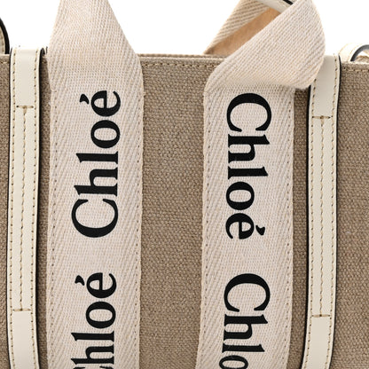 Chloe Cotton Calfskin Mini Woody Ribbon Tote White Light Brown 8 of 10