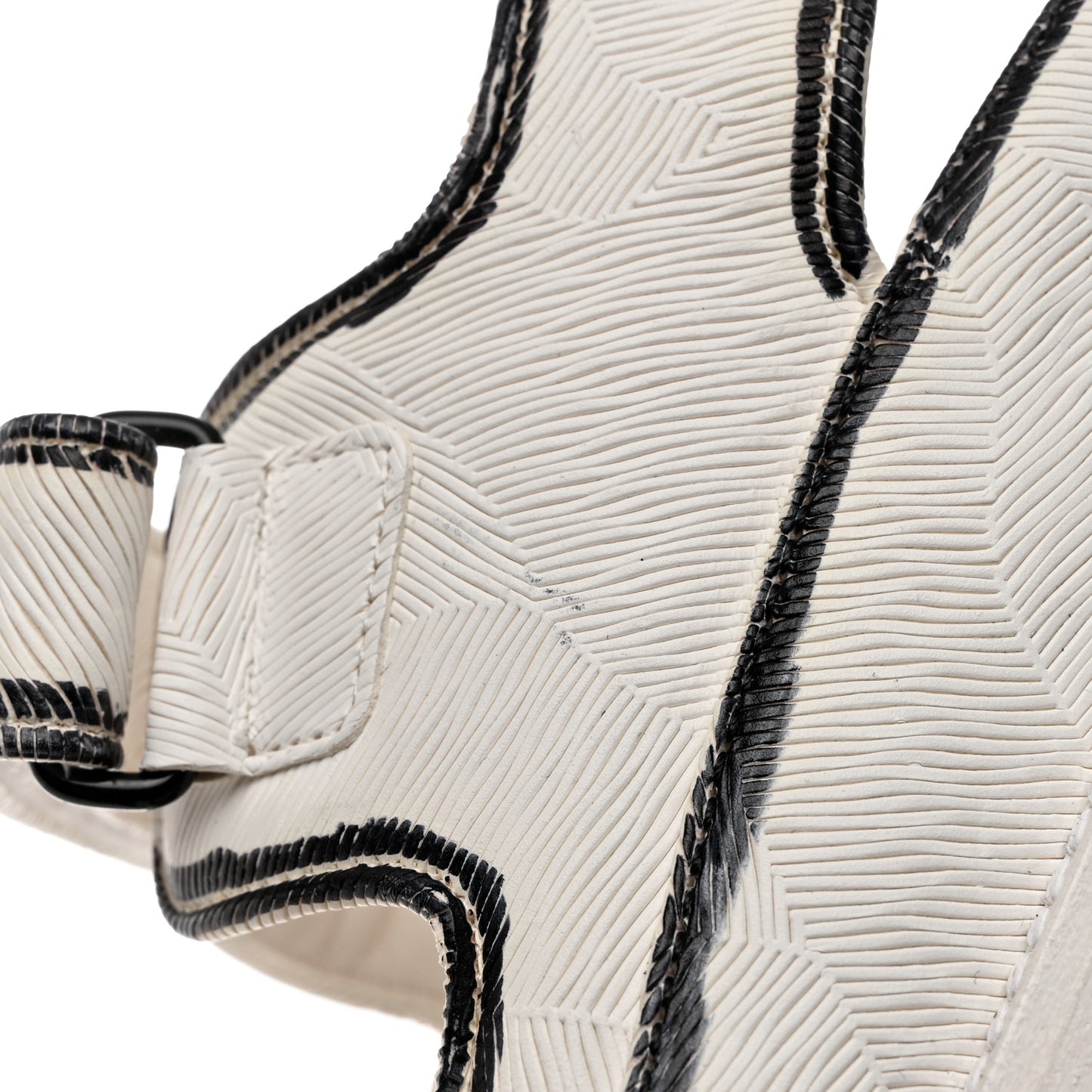 Calfskin Printed Velcro Dad Sandals 38 White Black