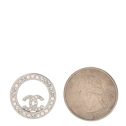 Chanel Crystal CC Earrings Silver 2 of 4
