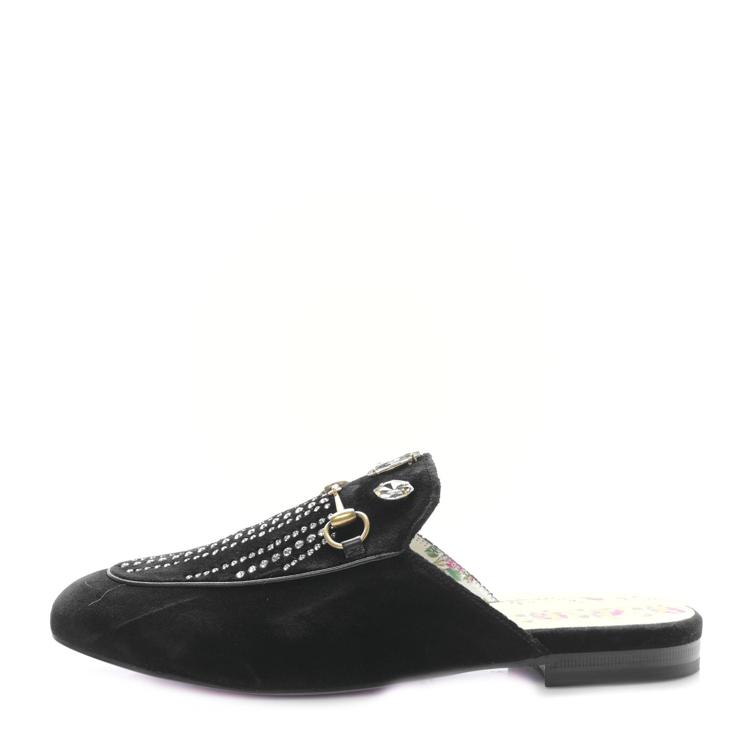 Velvet Marquise Crystals Womens Princetown Slippers 39 Black