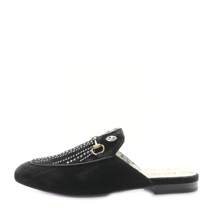 Gucci Velvet Marquise Crystals Womens Princetown Slippers 39 Black 1 of 8
