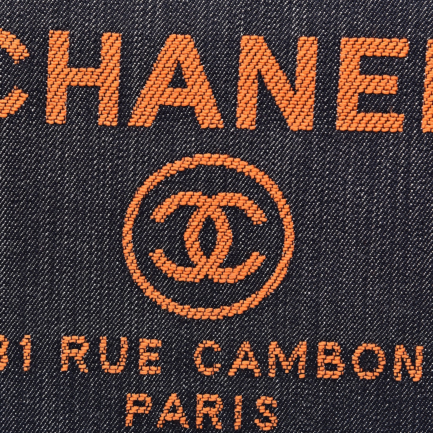 Chanel Denim Large Deauville Pouch Clutch Blue Orange 8 of 8
