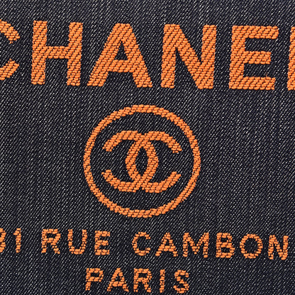 Chanel Denim Large Deauville Pouch Clutch Blue Orange 8 of 8