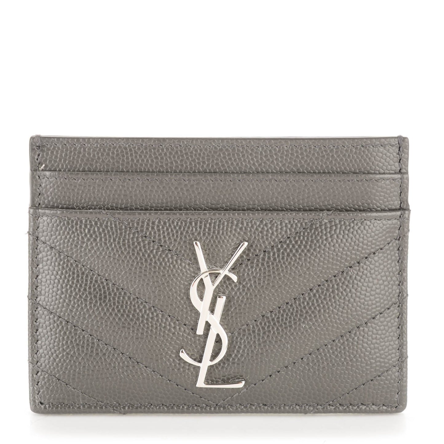 Grain De Poudre Matelasse Chevron Monogram Card Case Coal