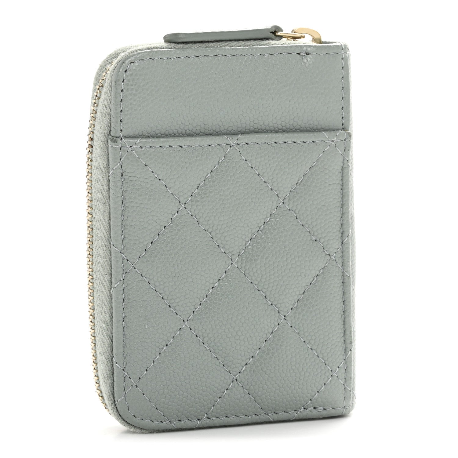 Chanel Caviar Quilted Zip Card Holder Grey 3 of 10