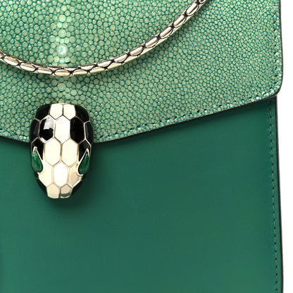 Bulgari Galuchat Calfskin Serpenti Forever Crossbody Bag Green 10 of 12