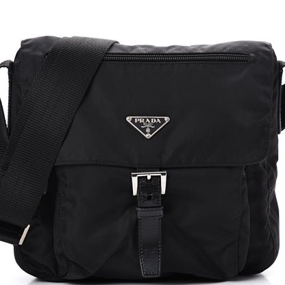 Prada Tessuto Nylon Single Buckle Messenger Bag Black 10 of 13