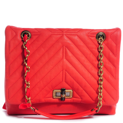 Lanvin Quilted Lambskin Happy Medium Shoulder Bag Coquelicot Orange 1 of 12