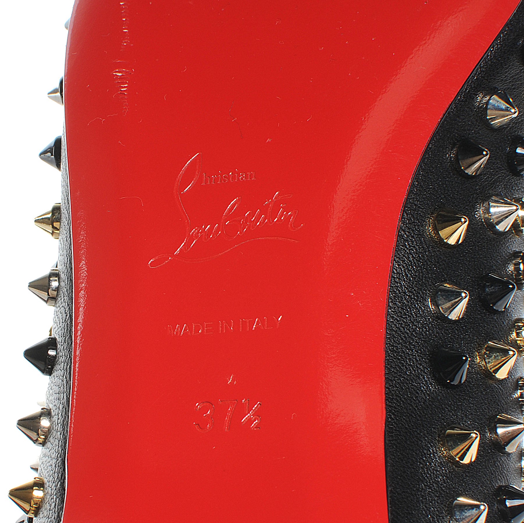 Christian Louboutin Leather Spiked Gozul Flats Black 37.5 6 of 7