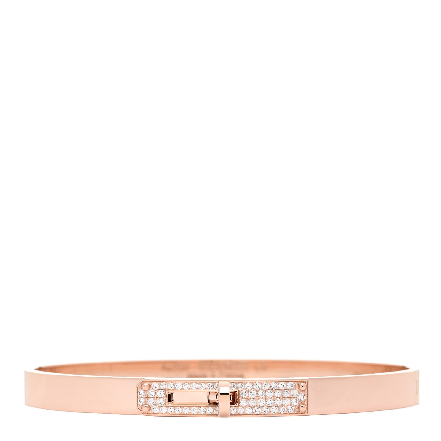Hermes 18K Rose Gold Diamond PM Kelly Pave Bracelet LG 1 of 4