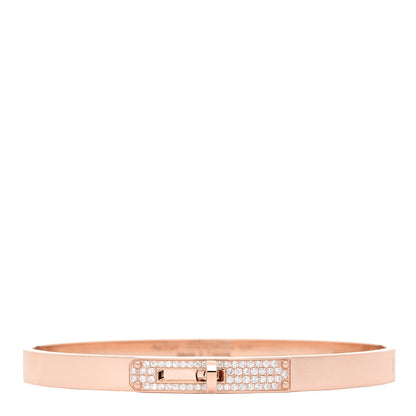 Hermes 18K Rose Gold Diamond PM Kelly Pave Bracelet LG 1 of 4