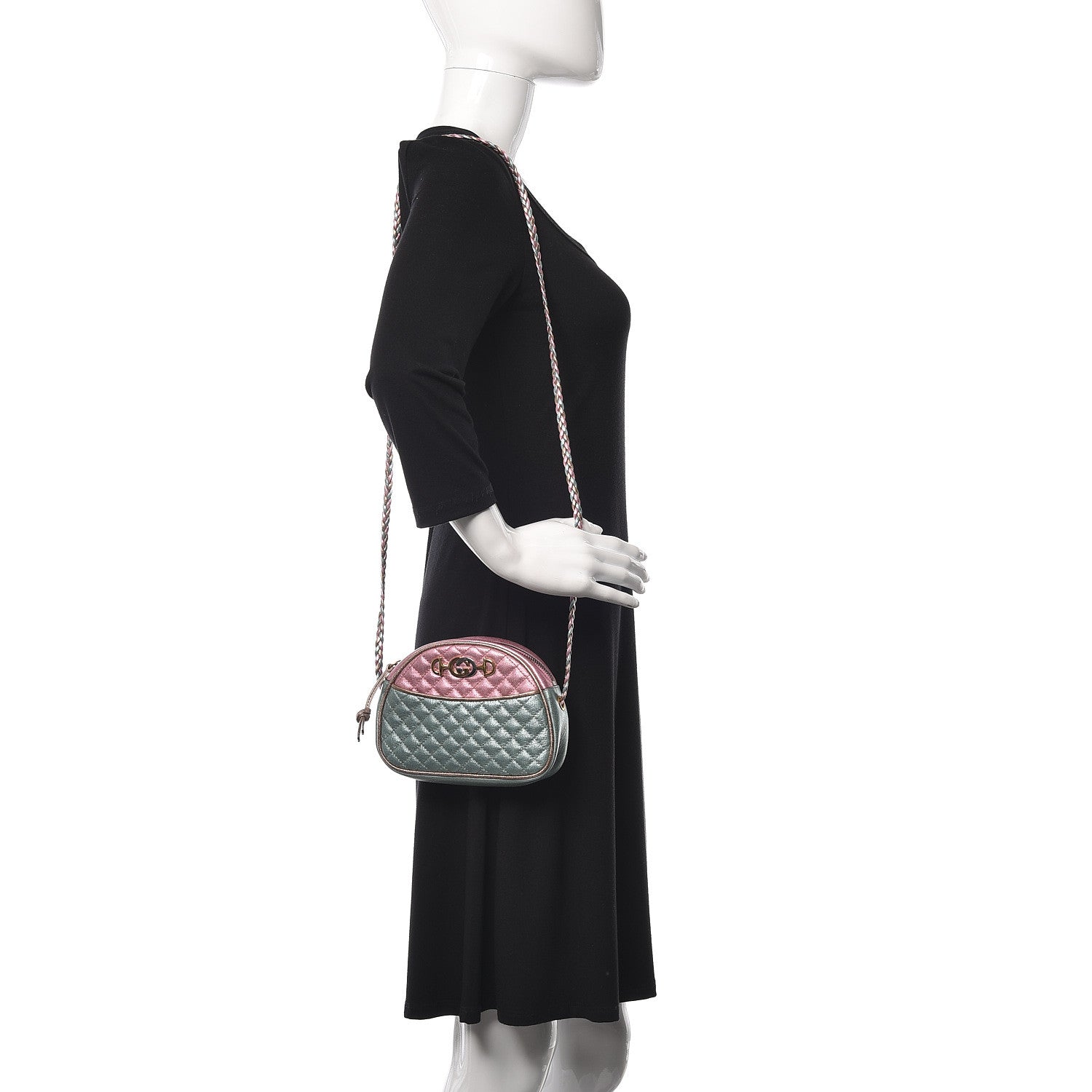 Gucci Laminated Nappa Trapuntata Mini Zumi Dome Shoulder Bag Rosa Lago Rame 2 of 9