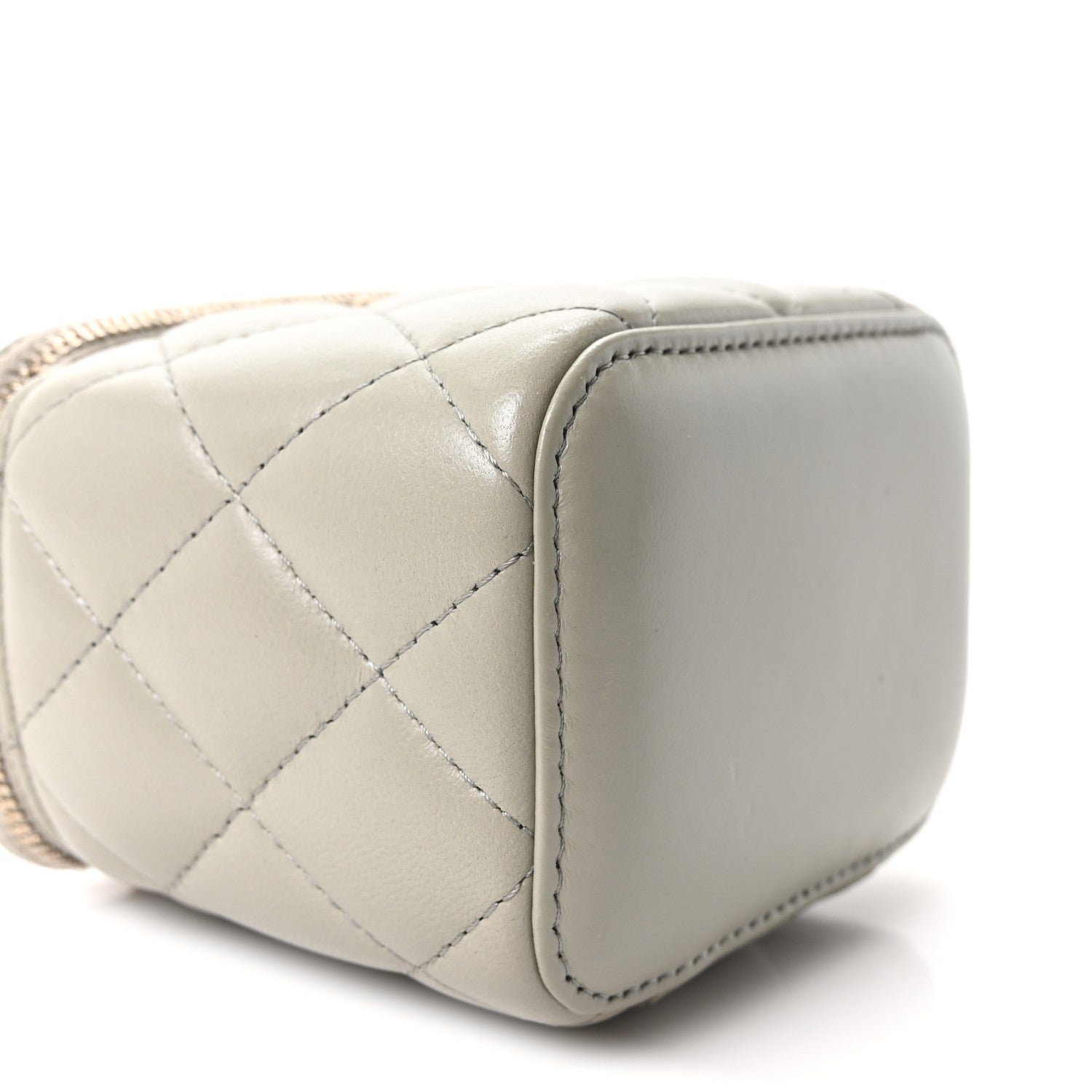 Chanel Lambskin Quilted Pearl Crush Mini Vanity Case With Chain Grey 9 of 10