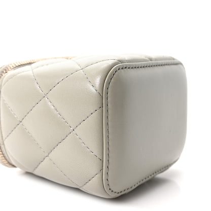 Chanel Lambskin Quilted Pearl Crush Mini Vanity Case With Chain Grey 9 of 10
