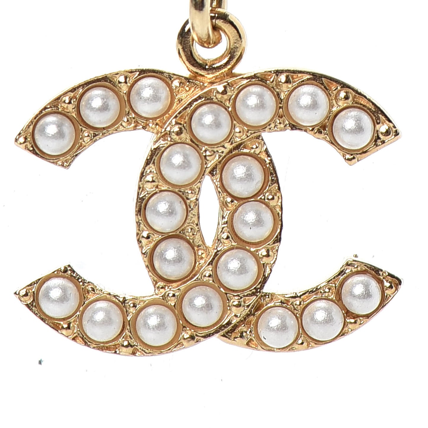 Pearl CC Pendant Necklace Gold