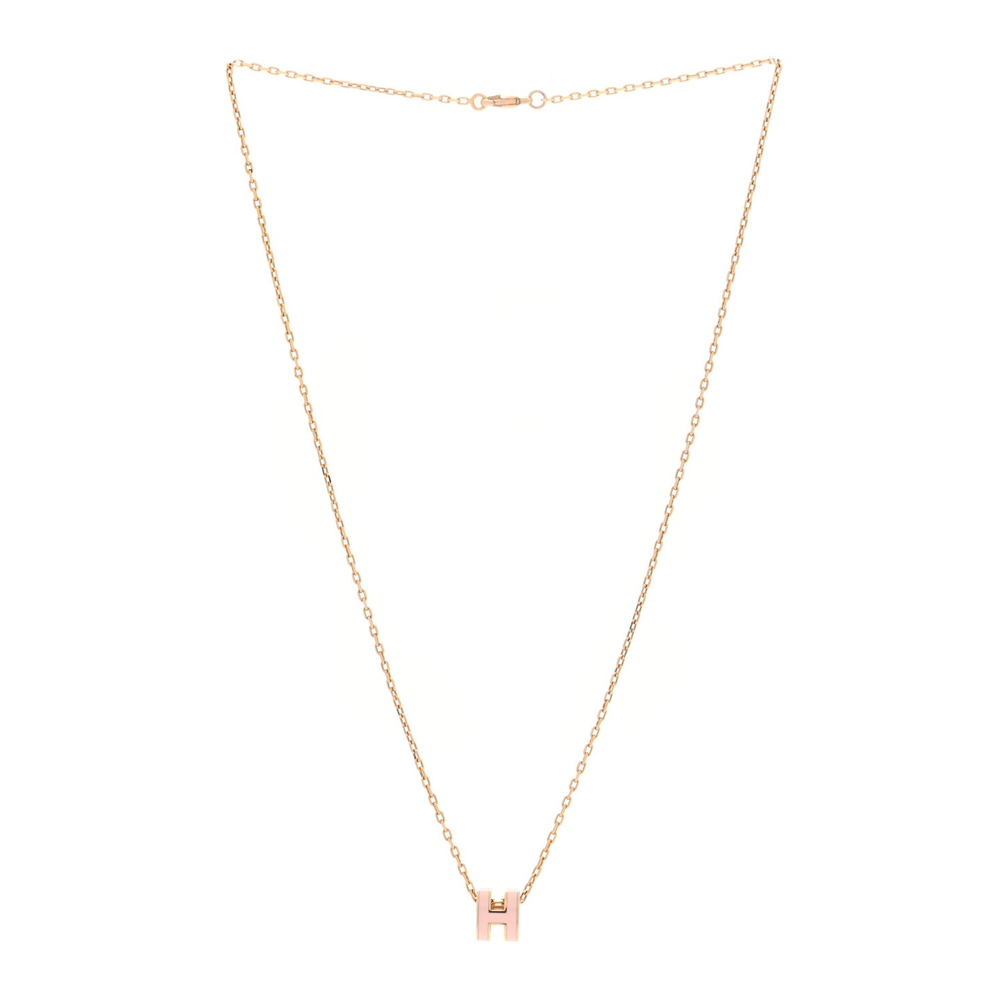 Lacquered Rose Gold Mini Pop H Pendant Necklace Rose Dragee