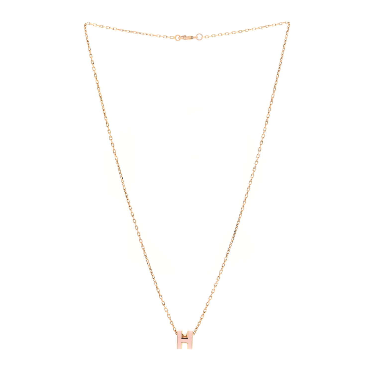Hermes Lacquered Rose Gold Mini Pop H Pendant Necklace Rose Dragee 3 of 4