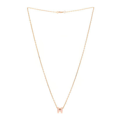 Hermes Lacquered Rose Gold Mini Pop H Pendant Necklace Rose Dragee 3 of 4