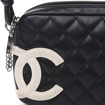 Chanel Calfskin Quilted Cambon Pochette Black White 12 of 13