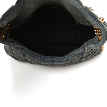 Saint Laurent Denim Quilted Small Loulou Puffer Monogram Chain Satchel Blue Cinnamon 5 of 10