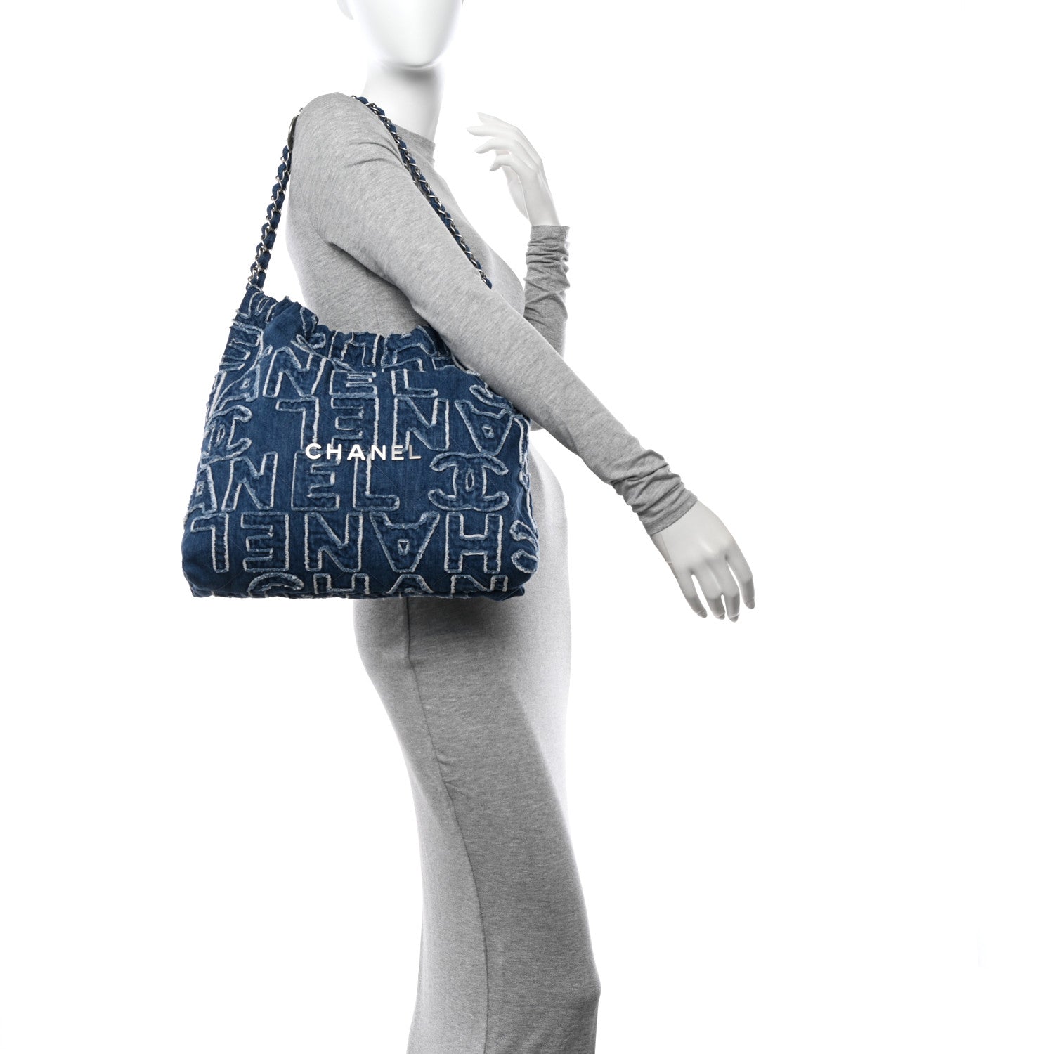 Chanel Denim Patchwork Logo 22 Blue 2 of 11