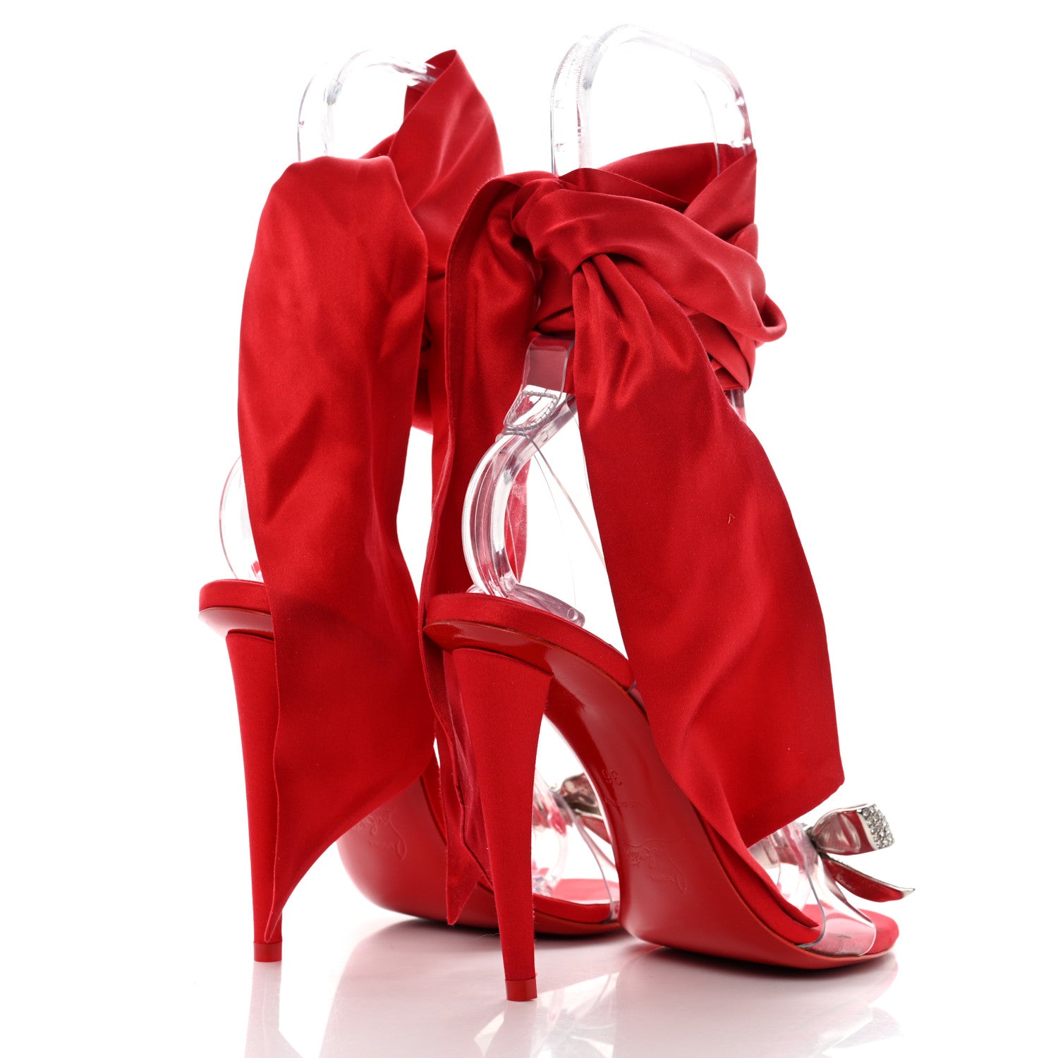 Christian Louboutin Satin Crystal PVC Astrinodo 100 Sandals 36 Lin Loubi 4 of 8