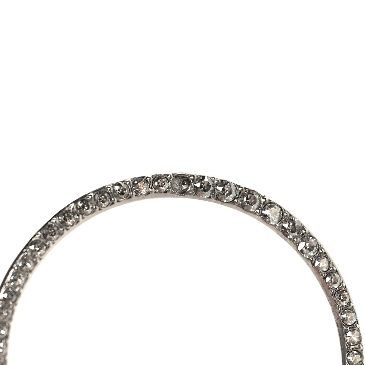 Chanel Crystal Anchor CC Hoop Earrings Silver 5 of 6