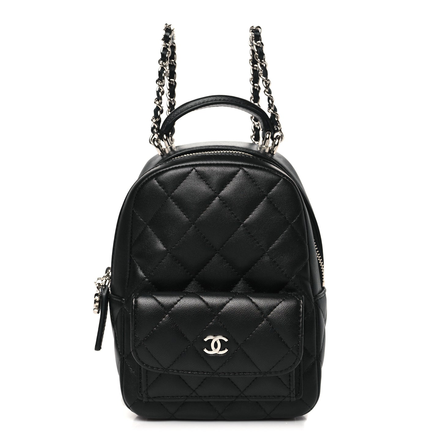 Lambskin Quilted CC Mini Classic Backpack Black