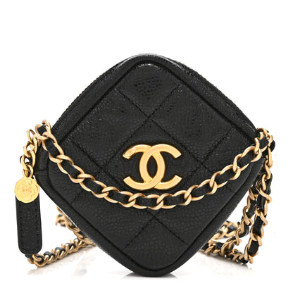 Chanel Caviar Quilted Diamond Coin Purse With Chain Black 1 of 10