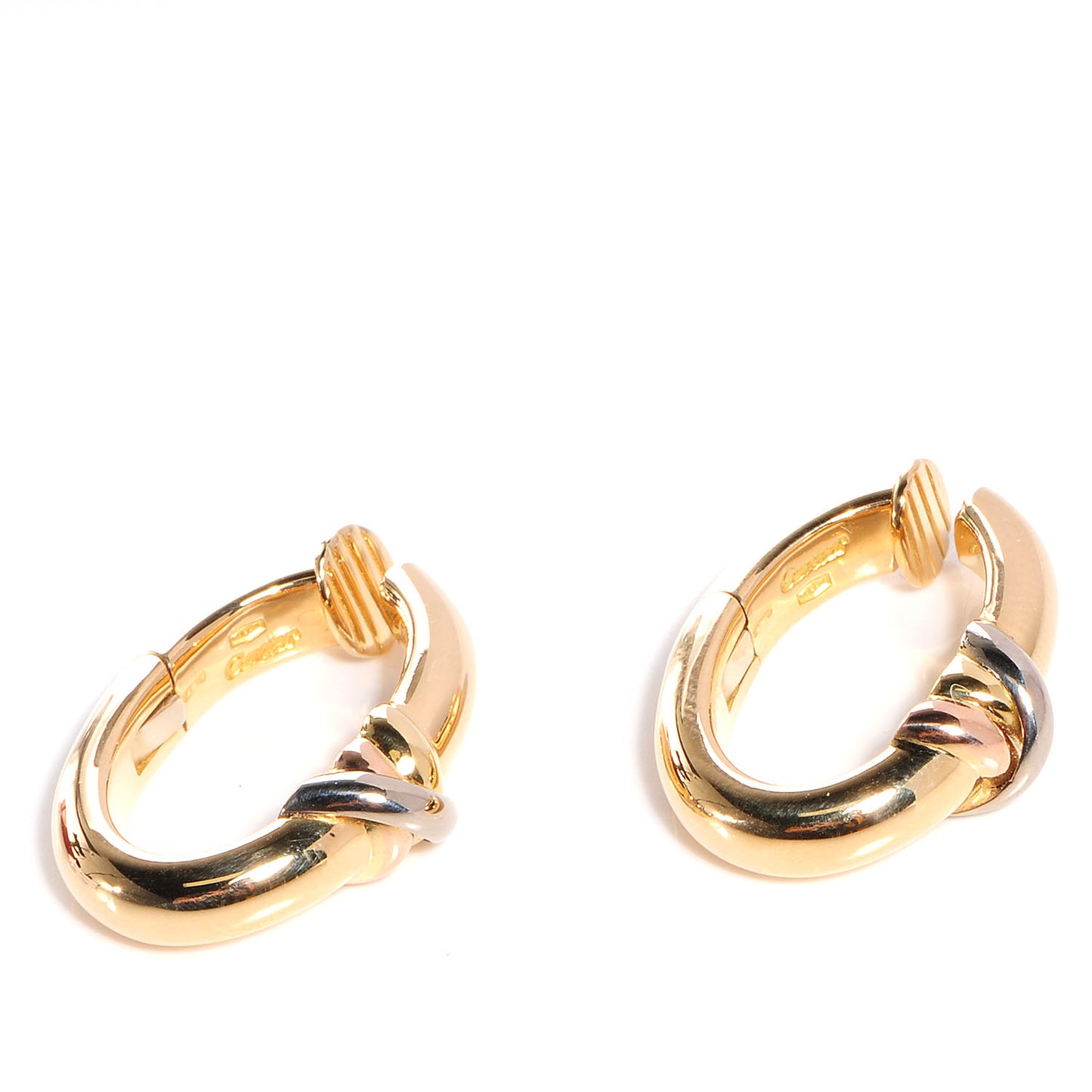 18k Yellow White Pink Gold Trinity Clip On Earrings