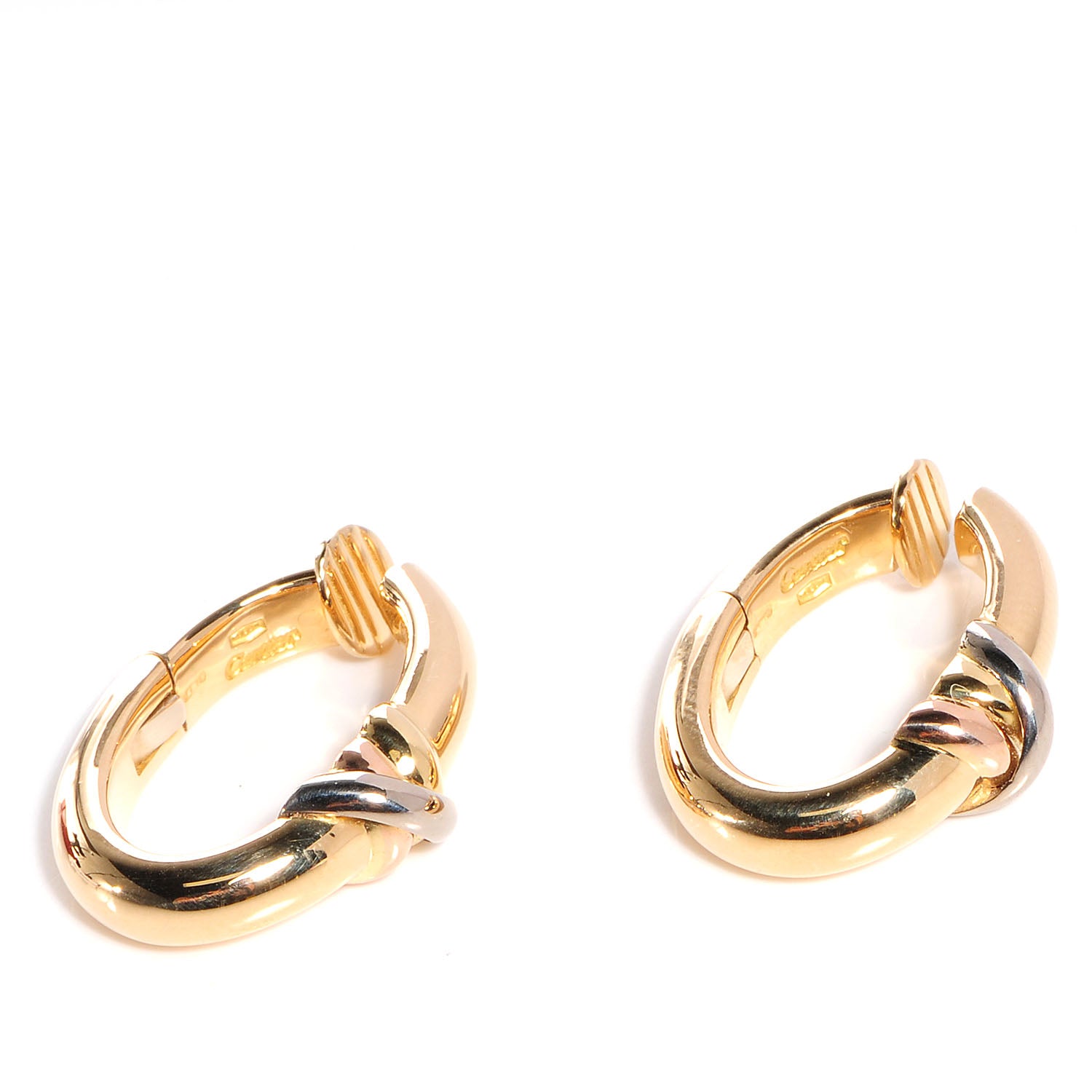 Cartier 18k Yellow White Pink Gold Trinity Clip On Earrings 1 of 8