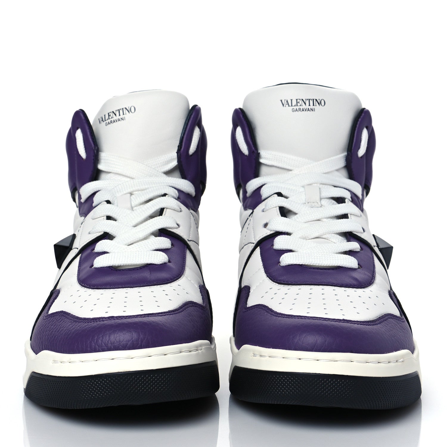 Valentino Garavani Nappa Mens One Stud High Top Sneakers 43 White Indian Violet Black 2 of 9