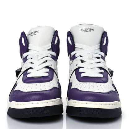 Valentino Garavani Nappa Mens One Stud High Top Sneakers 43 White Indian Violet Black 2 of 9