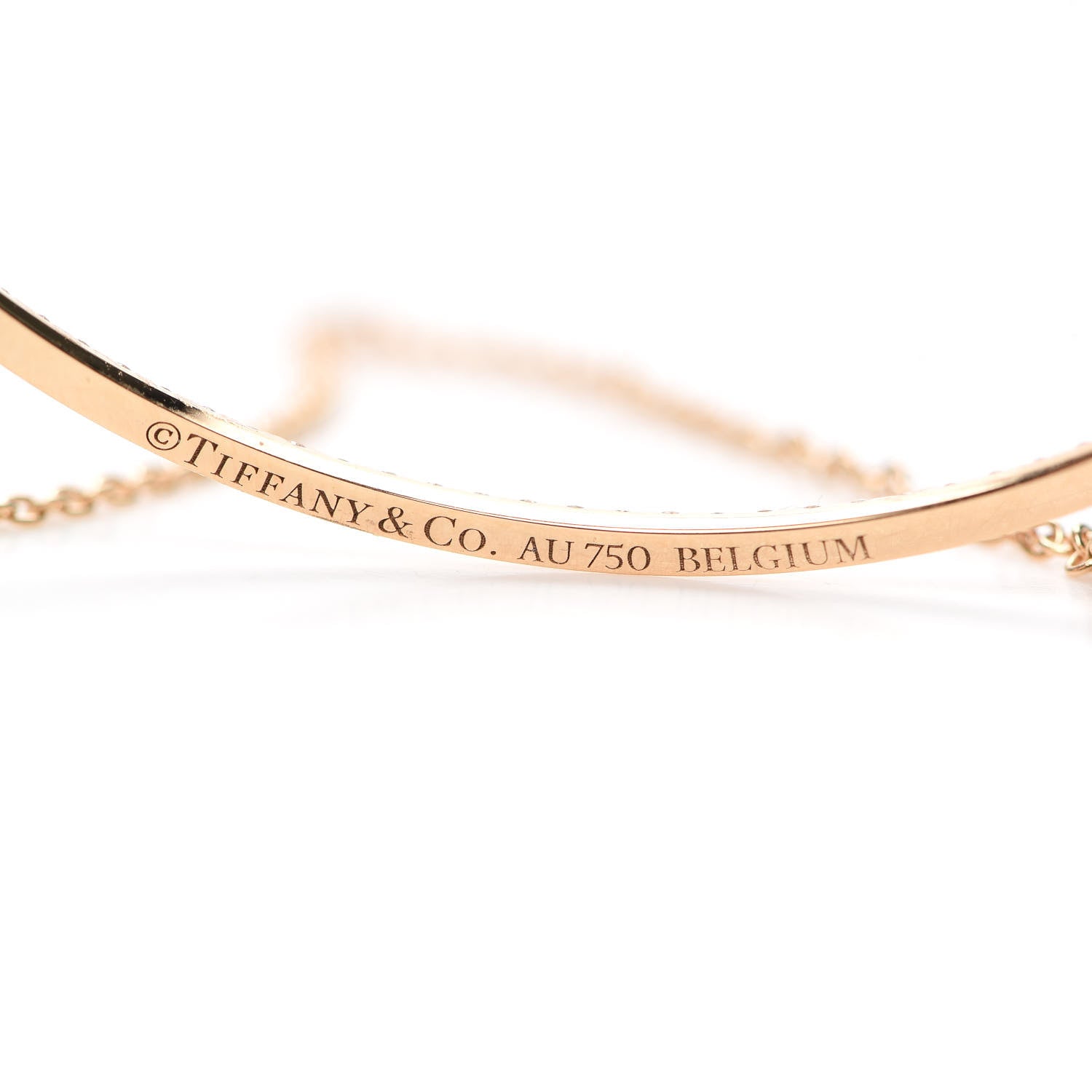 Tiffany 18K Yellow Gold Diamond Small T Smile Pendant Necklace 6 of 7