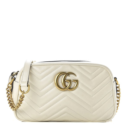 Gucci Calfskin Matelasse Small GG Marmont Chain Shoulder Bag White 1 of 10